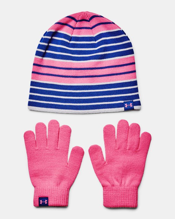 Girls' UA Beanie Glove Combo, Blue, pdpMainDesktop image number 0
